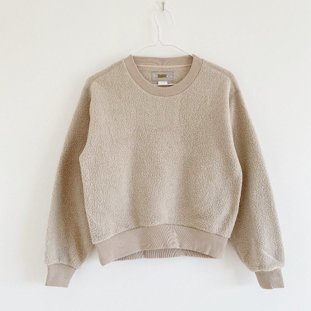 EVERLANE, NWOT, The ReNew Fleece Sweatshirt, Oat Color, Size XXS